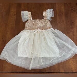 Gold Sequin and Tulle Dress with Bow